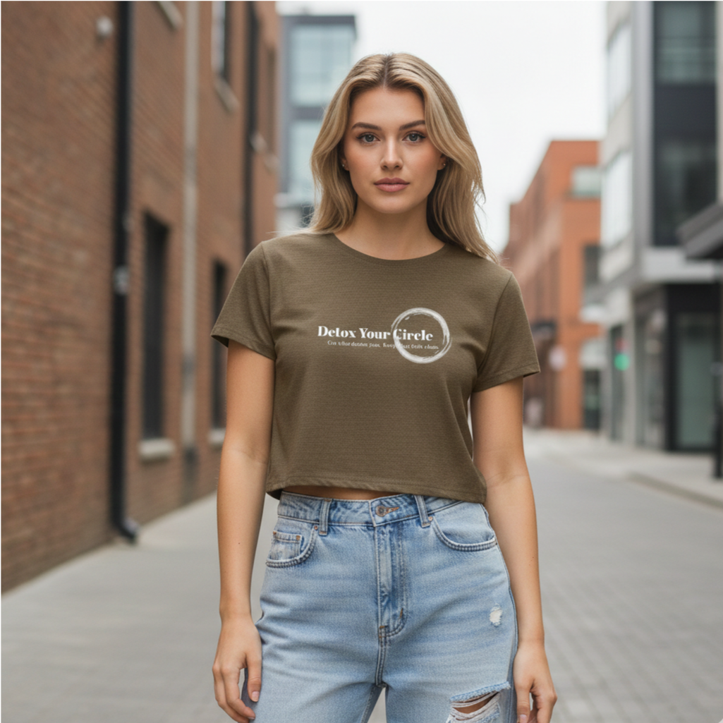 The Boundary Crop Tee — "Detox Your Circle" (Olive)
