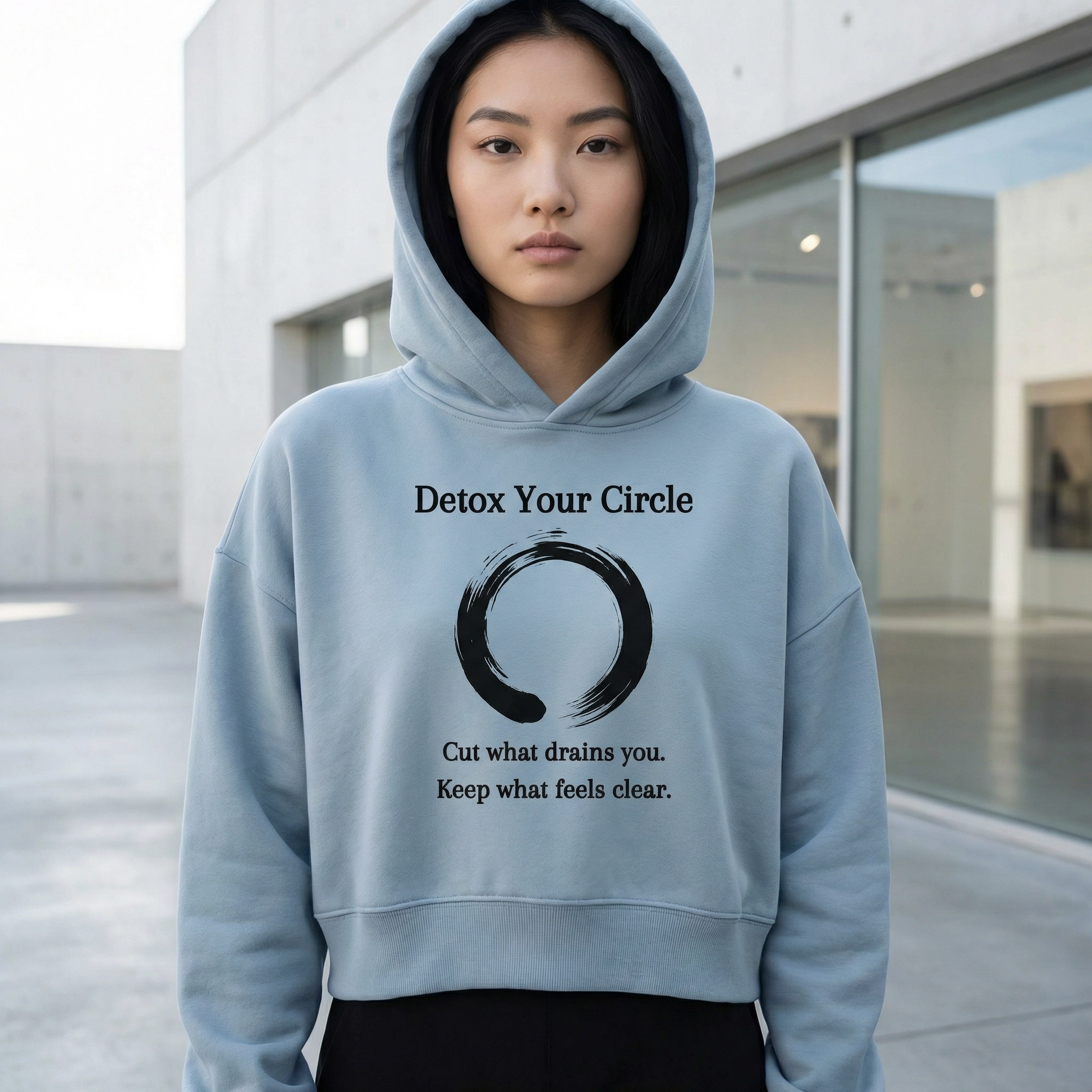 The Detox Cropped Hoodie — “Detox Your Circle” (Storm)
