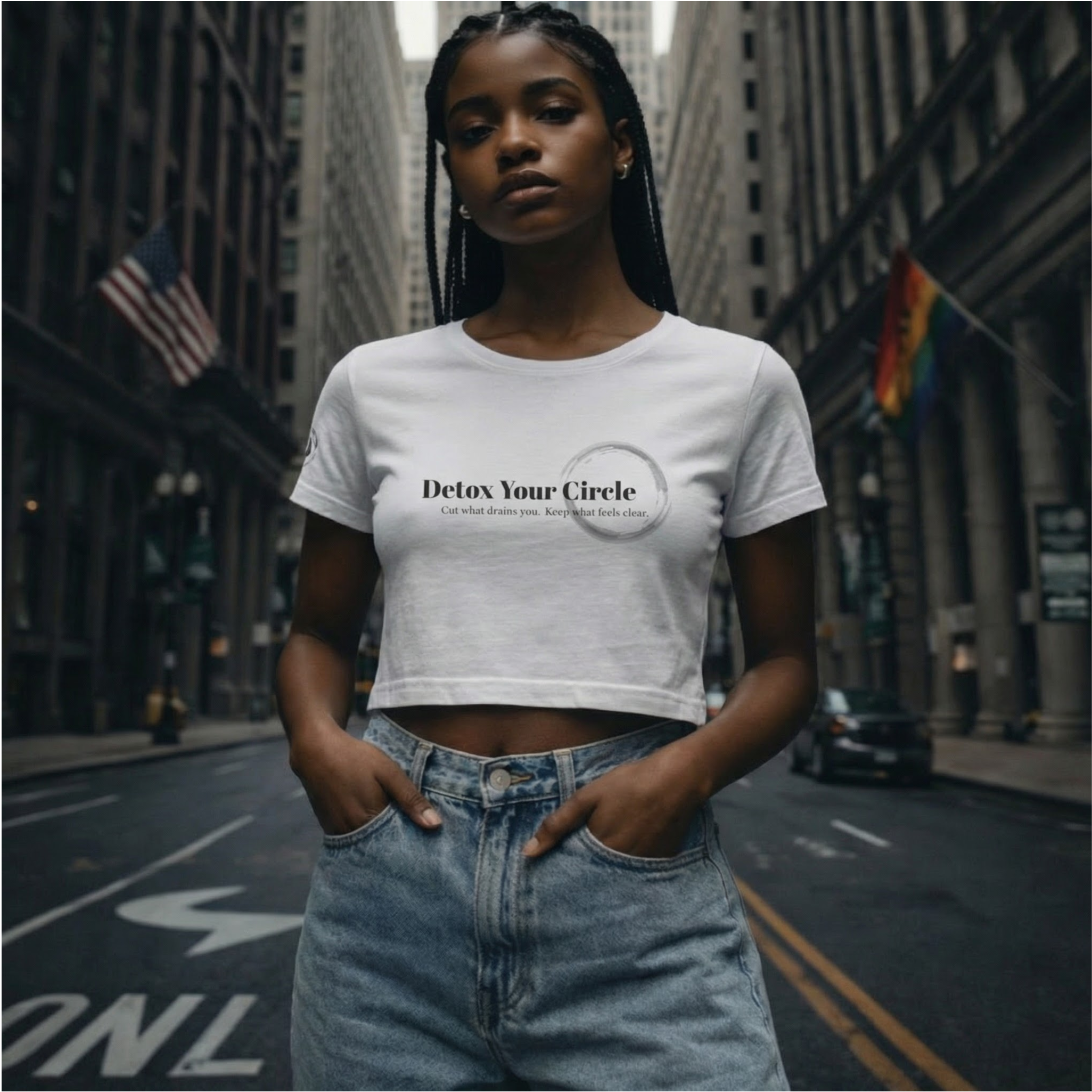 The Boundary Crop Tee — "Detox Your Circle" (White)
